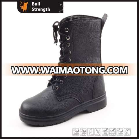 Black Leather Army Boots Military Combat Boots Sn5118